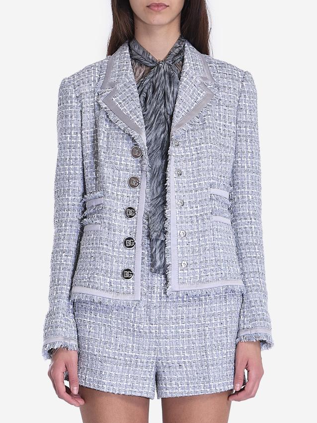 DOLCE&GABBANA - Jacket in grey lamé bouclé