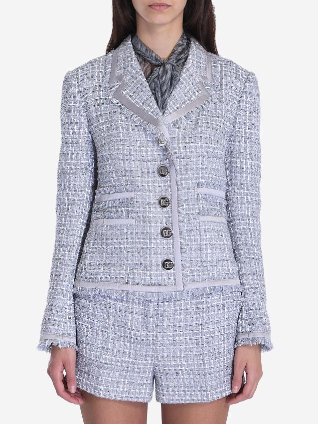 DOLCE&GABBANA - Jacket in grey lamé bouclé