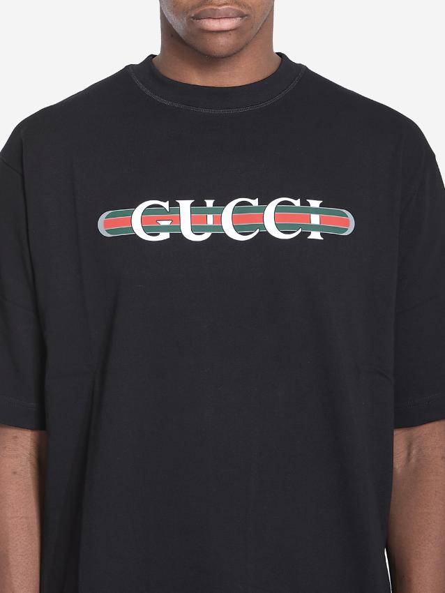 GUCCI - Gucci Web logo t-shirt