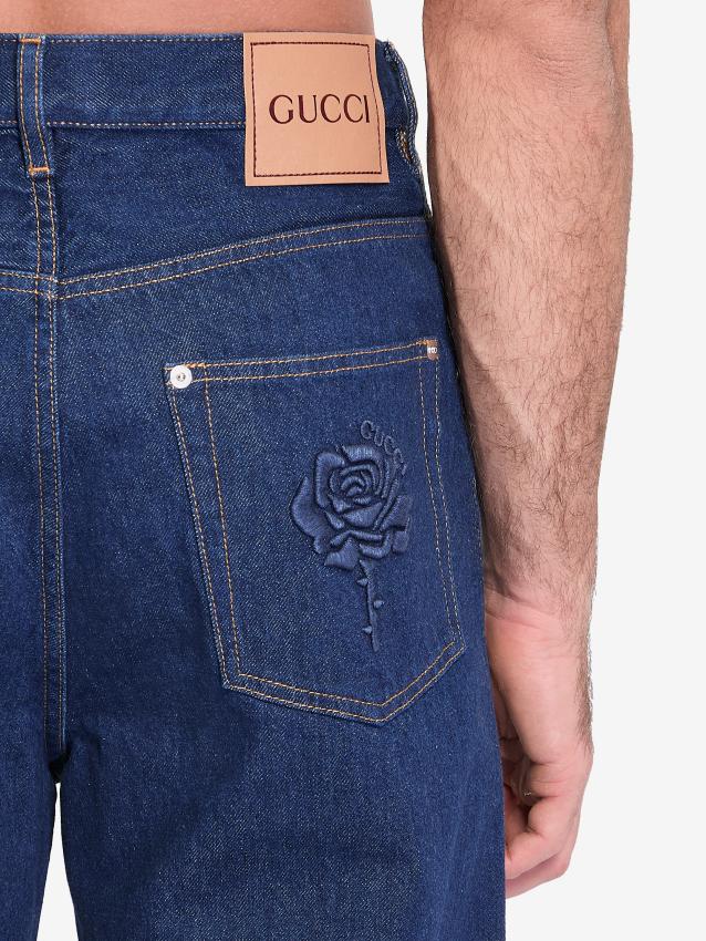 GUCCI - Wide-leg jeans with embroidery