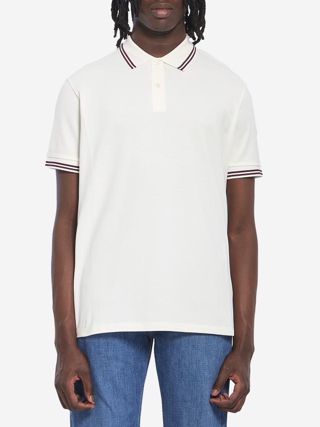 MONCLER - Striped trim polo shirt