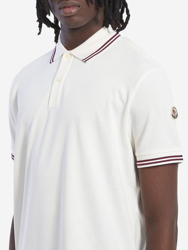 MONCLER - Striped trim polo shirt