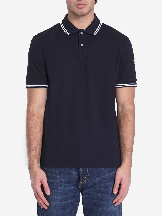 MONCLER - Striped trim polo shirt