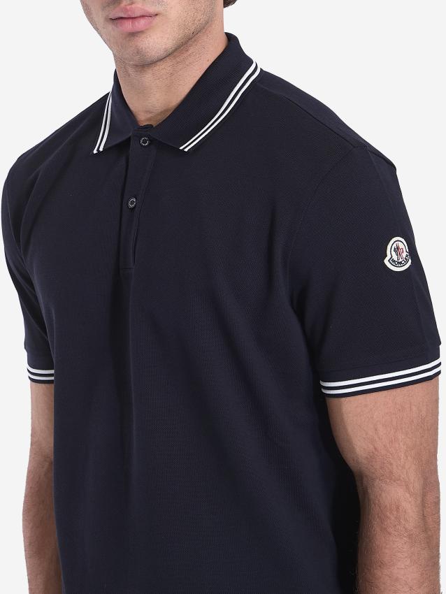 MONCLER - Striped trim polo shirt