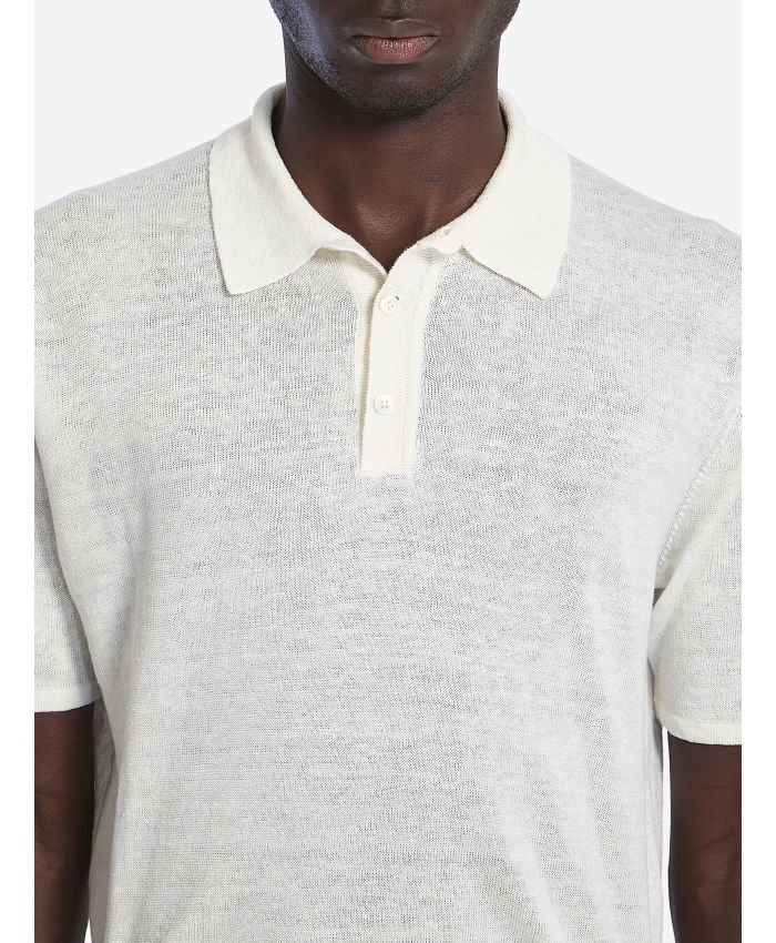 ROBERTO COLLINA - Linen knit polo shirt