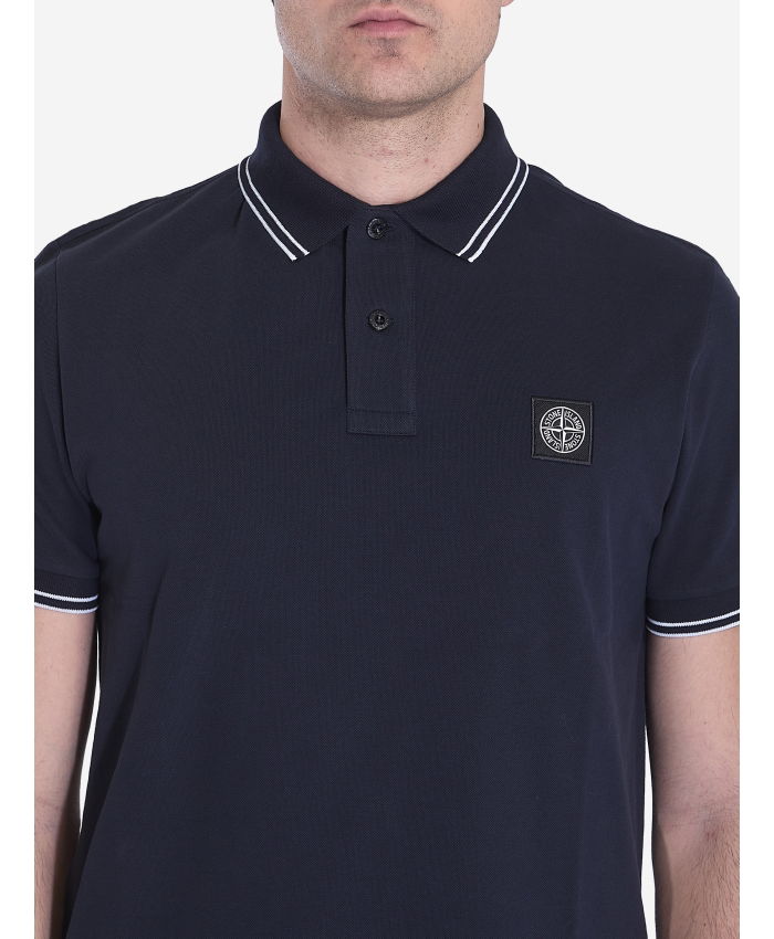 STONE ISLAND - Polo shirt in piqué cotton