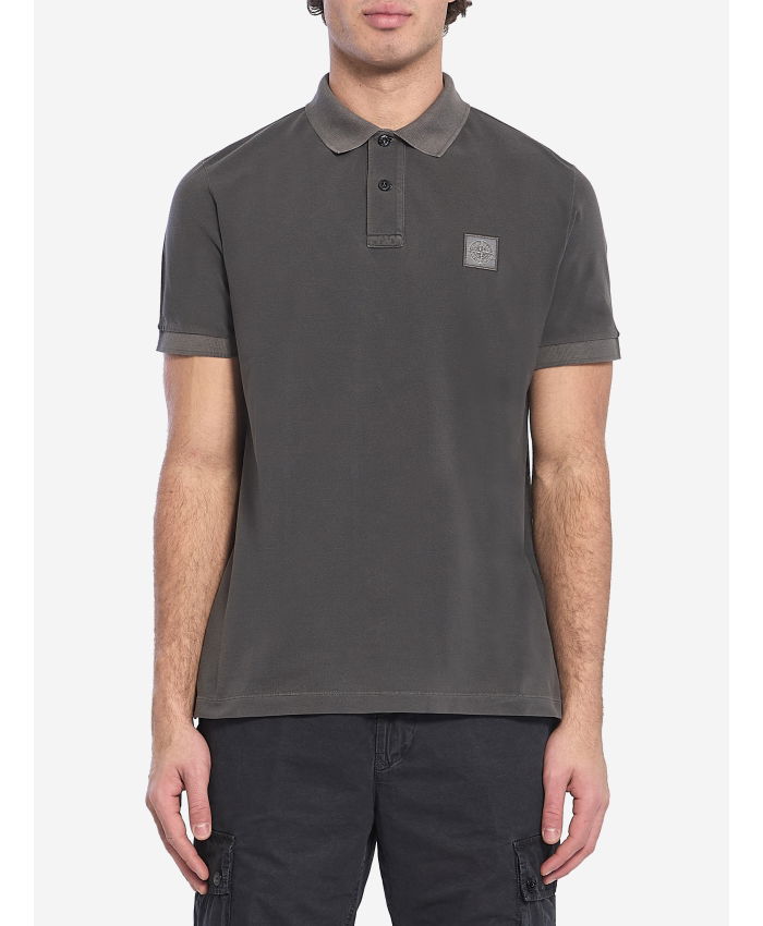 STONE ISLAND - Piqué cotton polo shirt