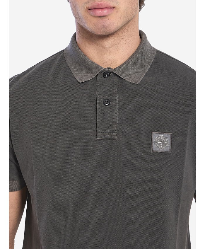 STONE ISLAND - Piqué cotton polo shirt