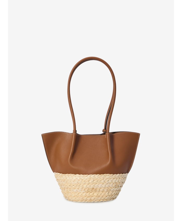 TOD'S - Shopping bag in brown leather and raffia