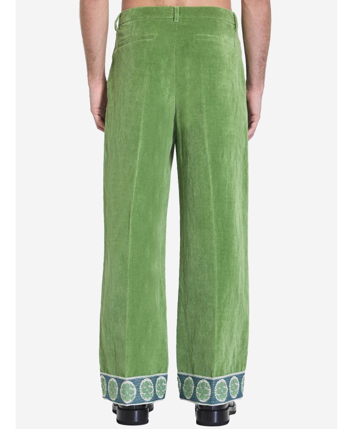 VALENTINO GARAVANI - Velvet trousers with jacquard hems