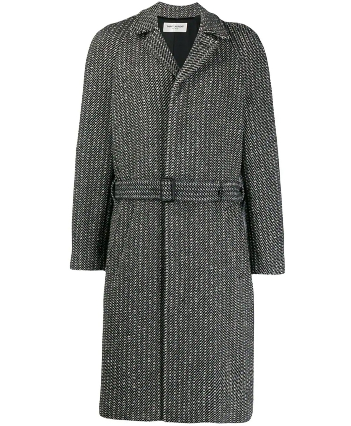 SAINT LAURENT - Belted Overcoat in Wool Twill