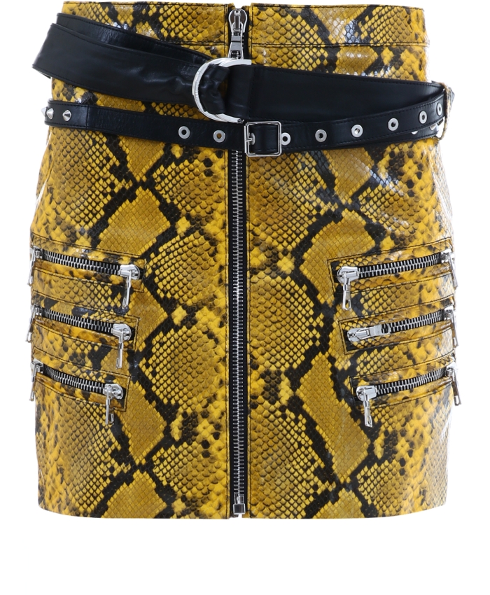 UNRAVEL - Yellow Python Leather Skirt