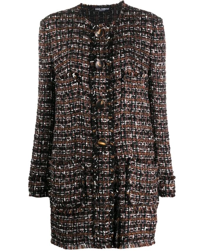 DOLCE&GABBANA - Tweed coat with horn buttons