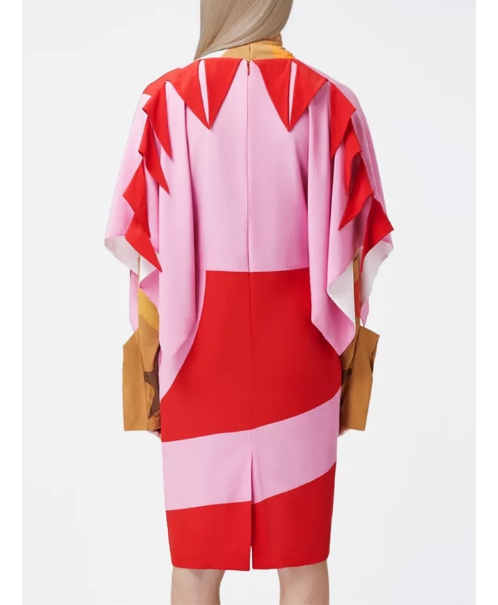 BURBERRY - Red and pink crepe de chine silk dress