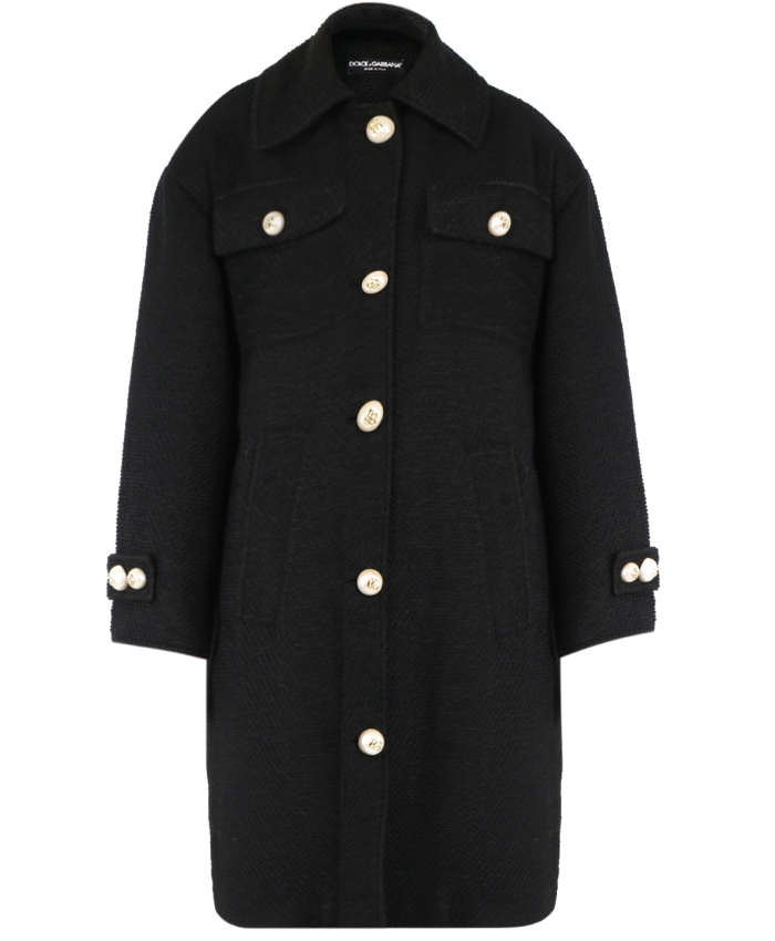 DOLCE&GABBANA - Wide-fit black coat