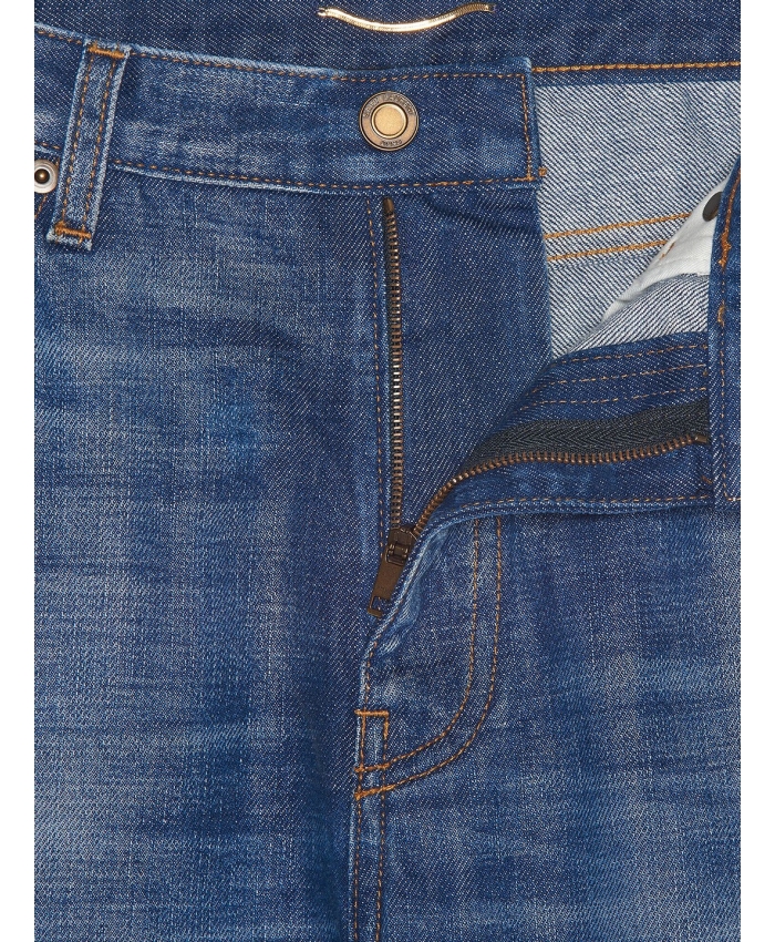 SAINT LAURENT - Jeans blu svasati a vita alta