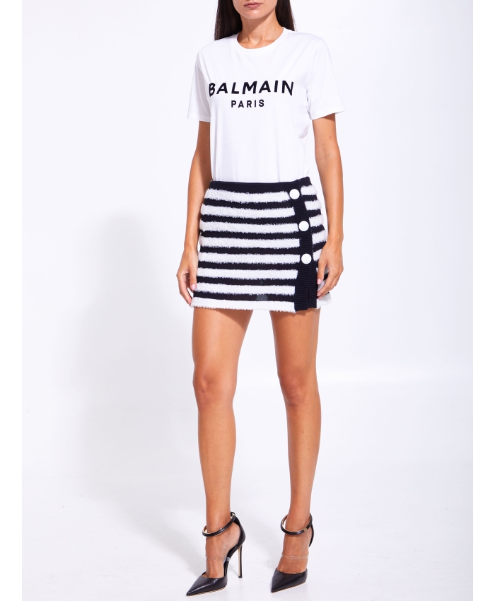 BALMAIN - Striped knitted miniskirt