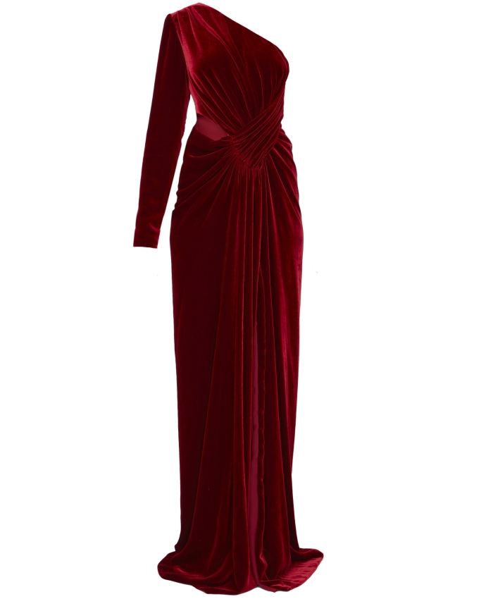 COSTARELLOS - Red velvet dress