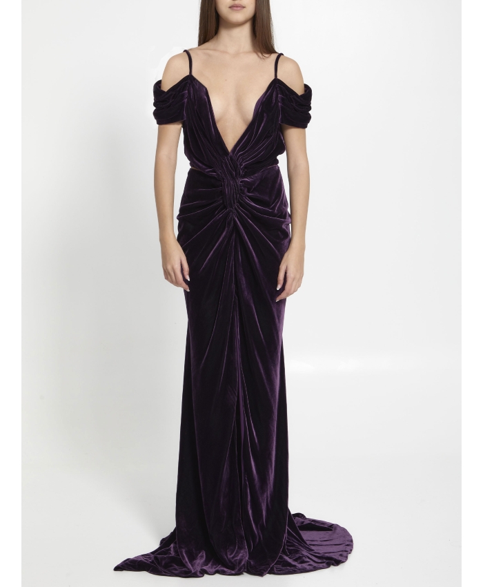 COSTARELLOS - Violet velvet dress