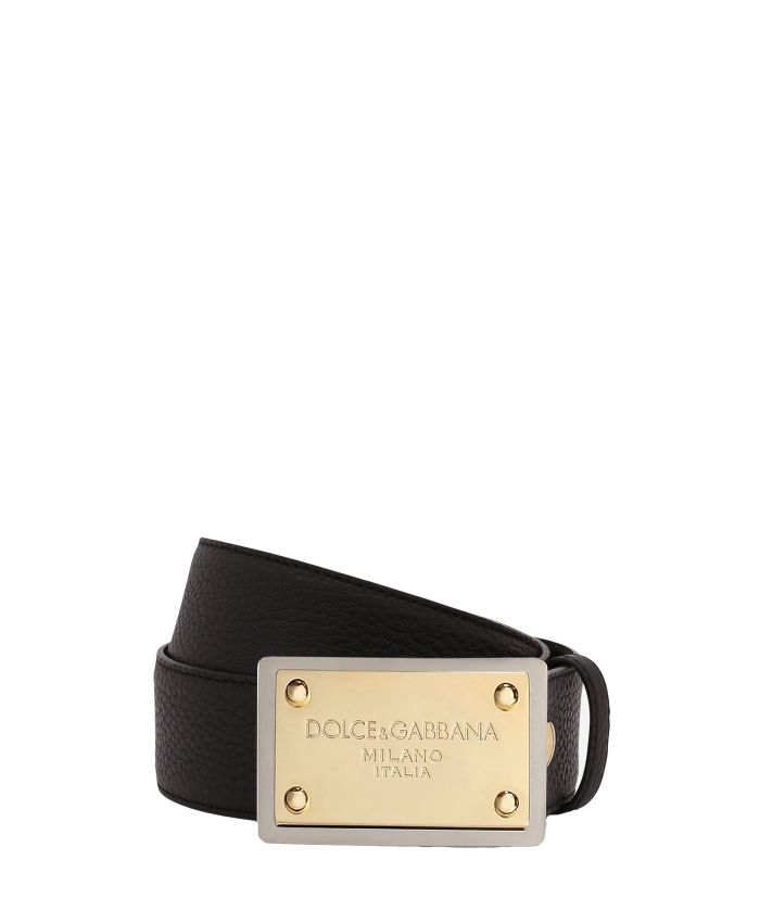 DOLCE&GABBANA - Leather belt with logo