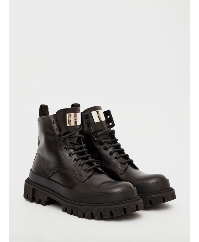 DOLCE&GABBANA - Black leather ankle boots