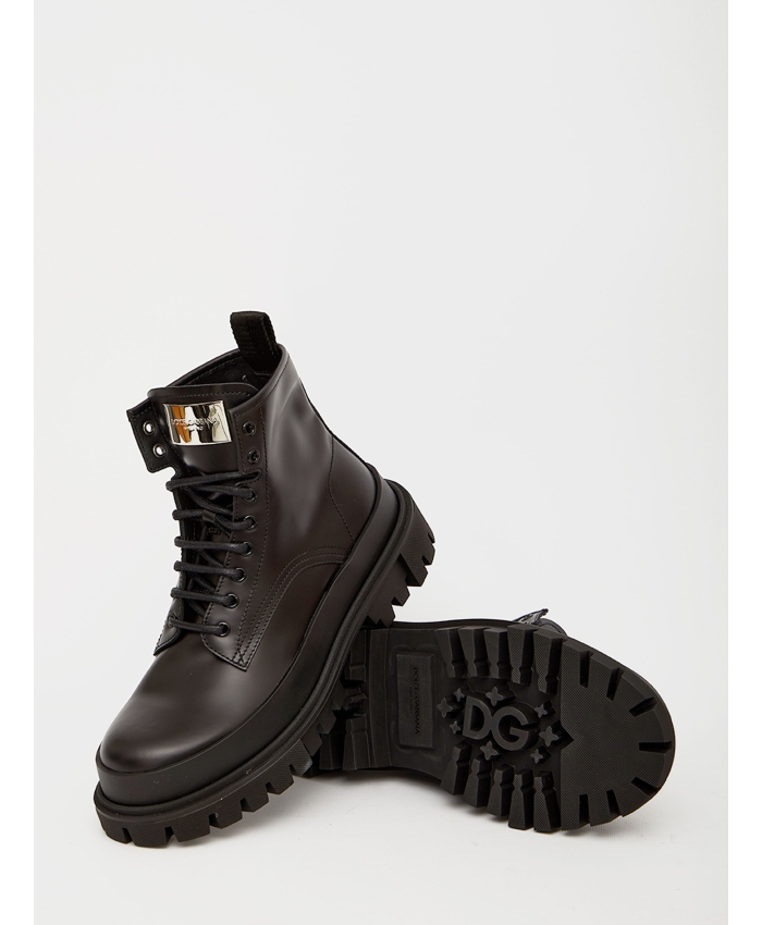 DOLCE&GABBANA - Black leather ankle boots