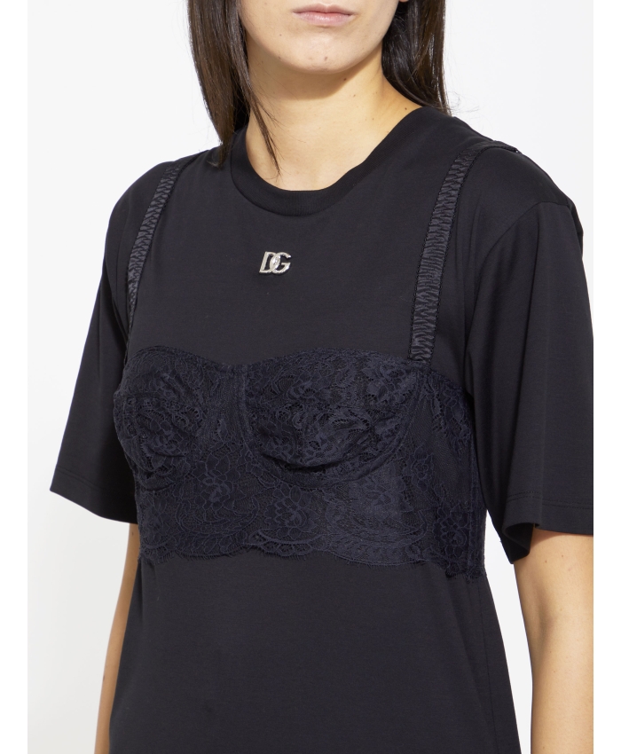 DOLCE&GABBANA - T-shirt with lace bralette
