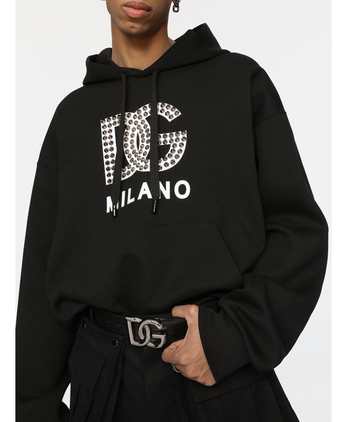 DOLCE&GABBANA - Hoodie with print and studs