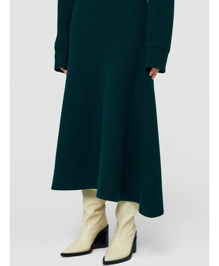 JIL SANDER - Asymmetrical green skirt