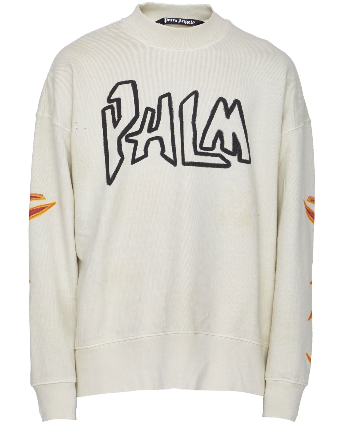 PALM ANGELS - Cream sweatshirt with logo