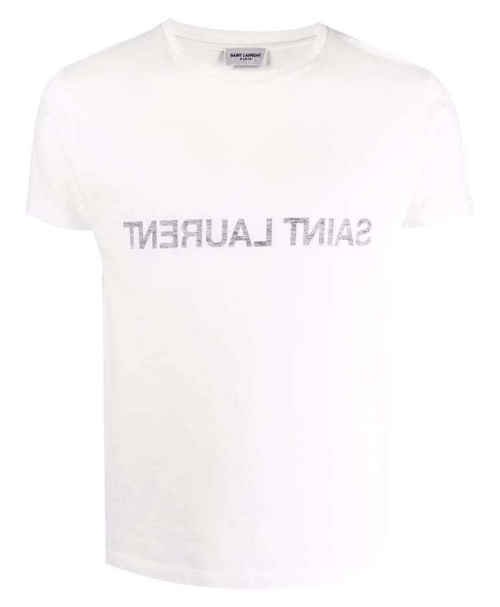 SAINT LAURENT - T-shirt with reversed logo