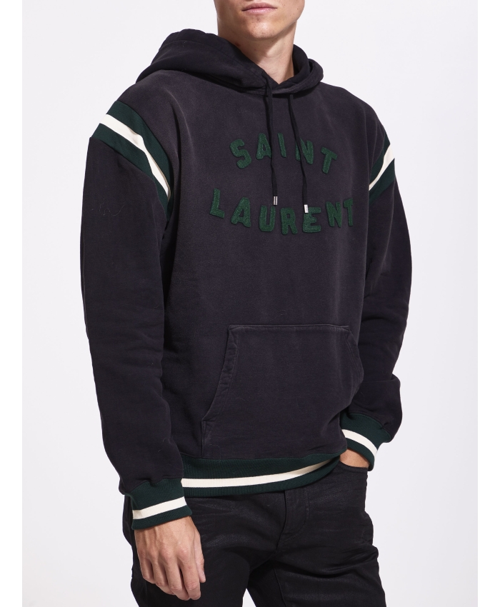 SAINT LAURENT - Black hoodie with logo
