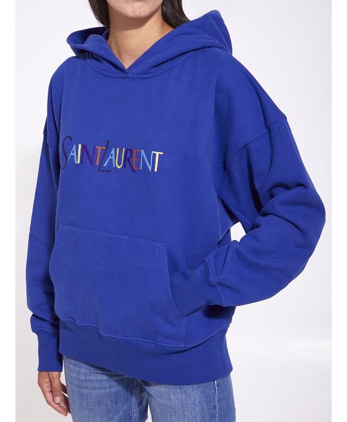 SAINT LAURENT - Blue hoodie with logo