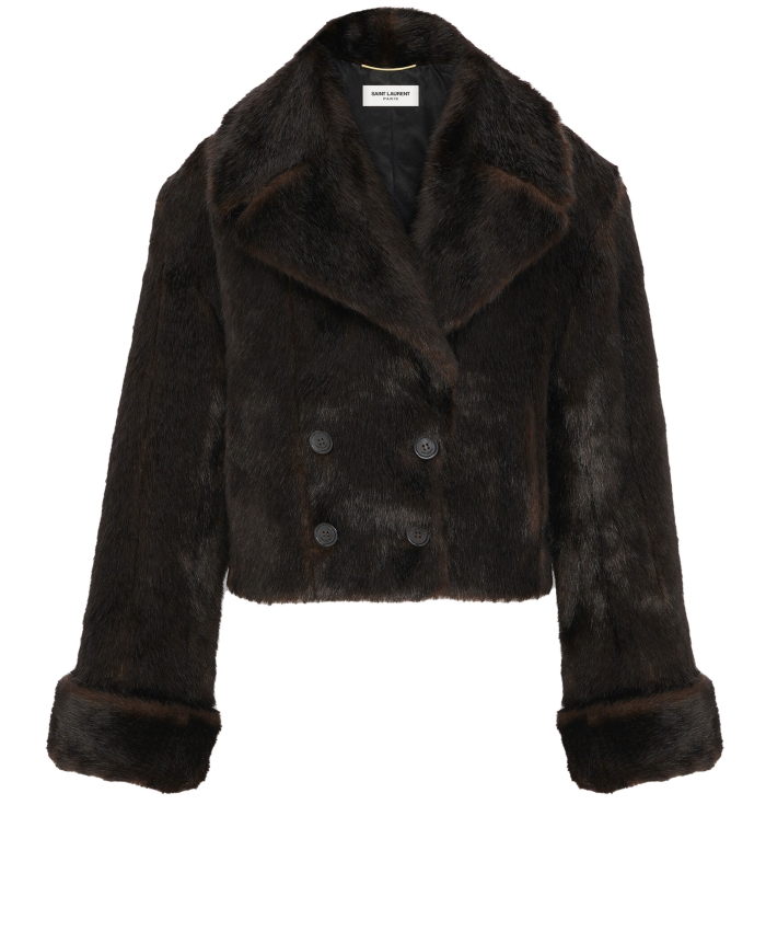 SAINT LAURENT - Faux fur short coat