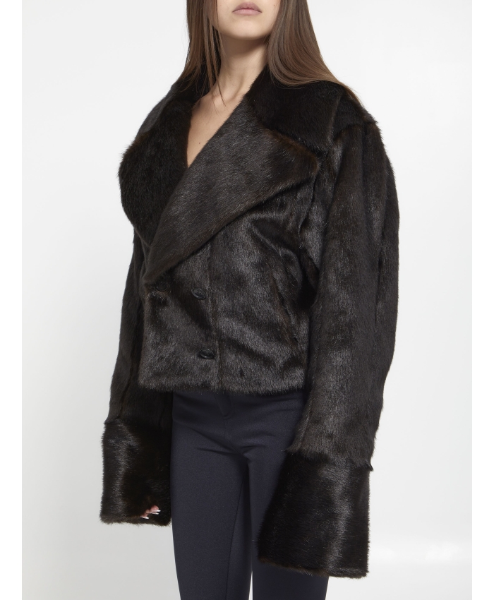SAINT LAURENT - Cappotto corto in faux fur