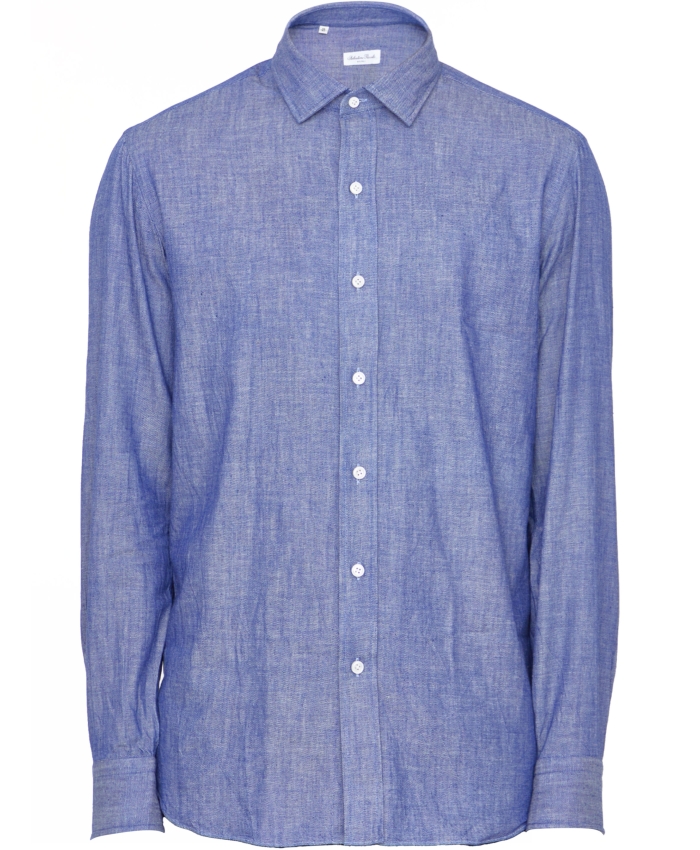 SALVATORE PICCOLO - Blue cotton shirt