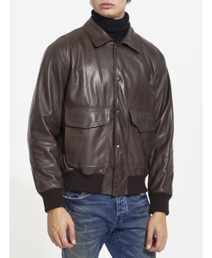 SALVATORE SANTORO - Brown leather jacket