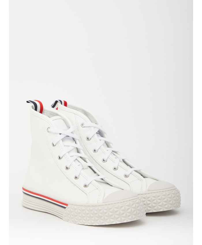 THOM BROWNE - White leather sneakers