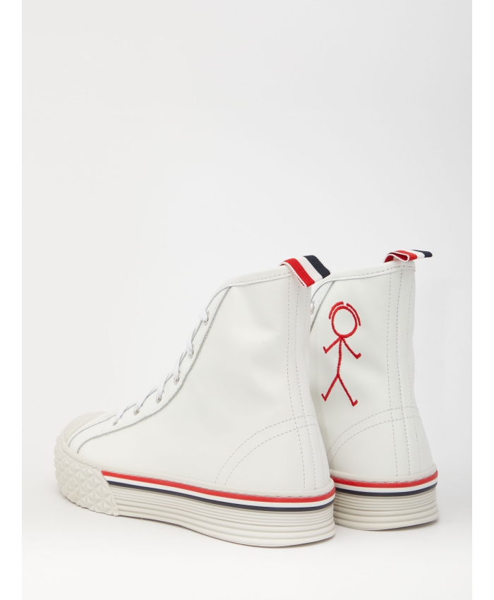 THOM BROWNE - White leather sneakers