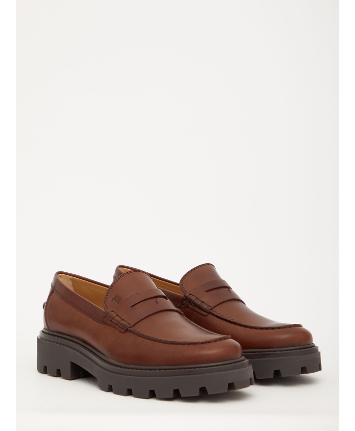 TOD'S - Brown leather loafers