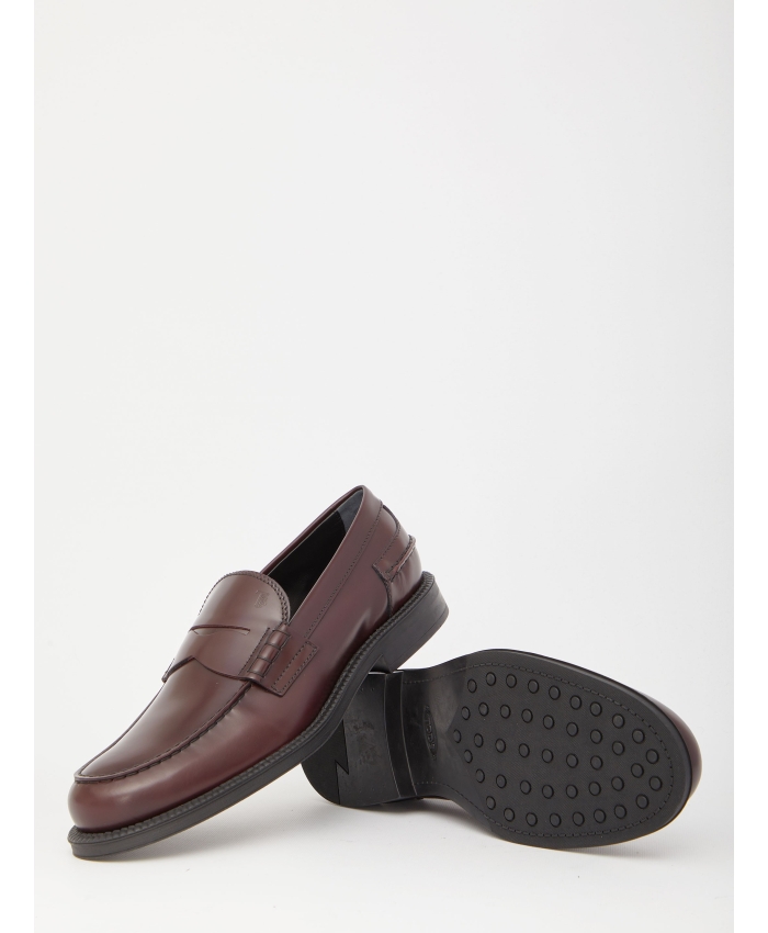 TOD'S - Bordeaux leather loafers