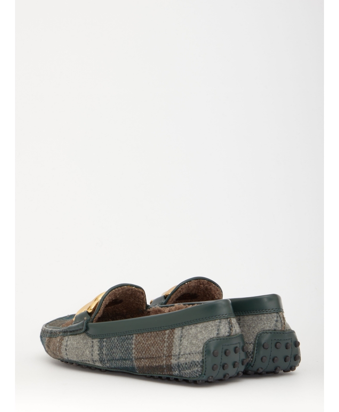 TOD'S - Green tartan loafers