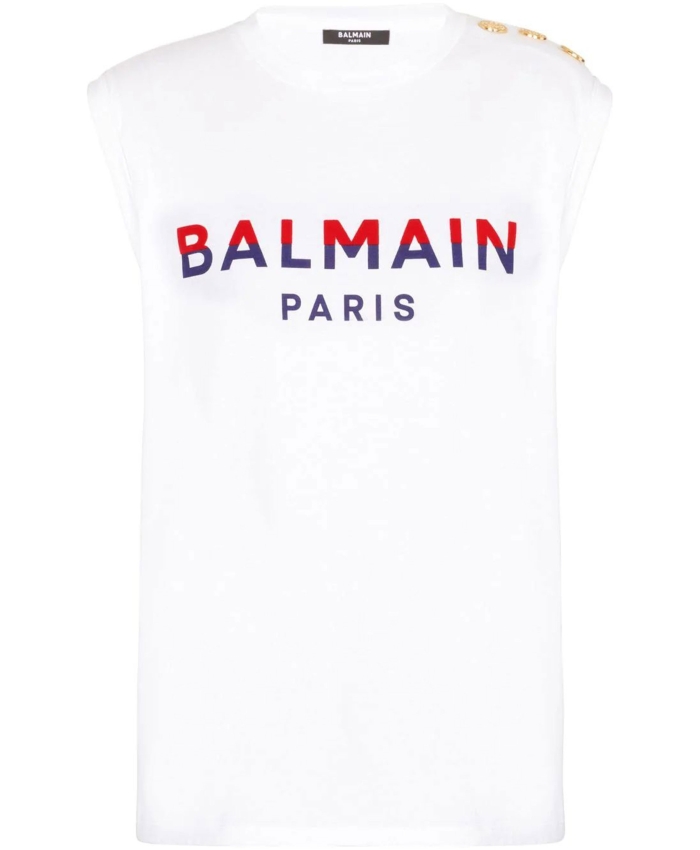 BALMAIN - Cotton tank top with logo