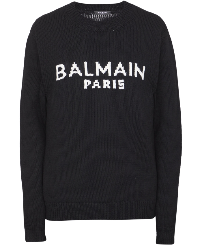 BALMAIN - Felpa in lana con logo