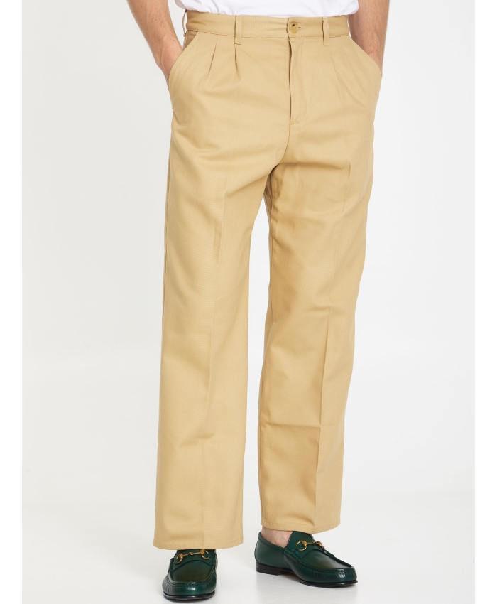 GUCCI - Pantaloni in cotone beige