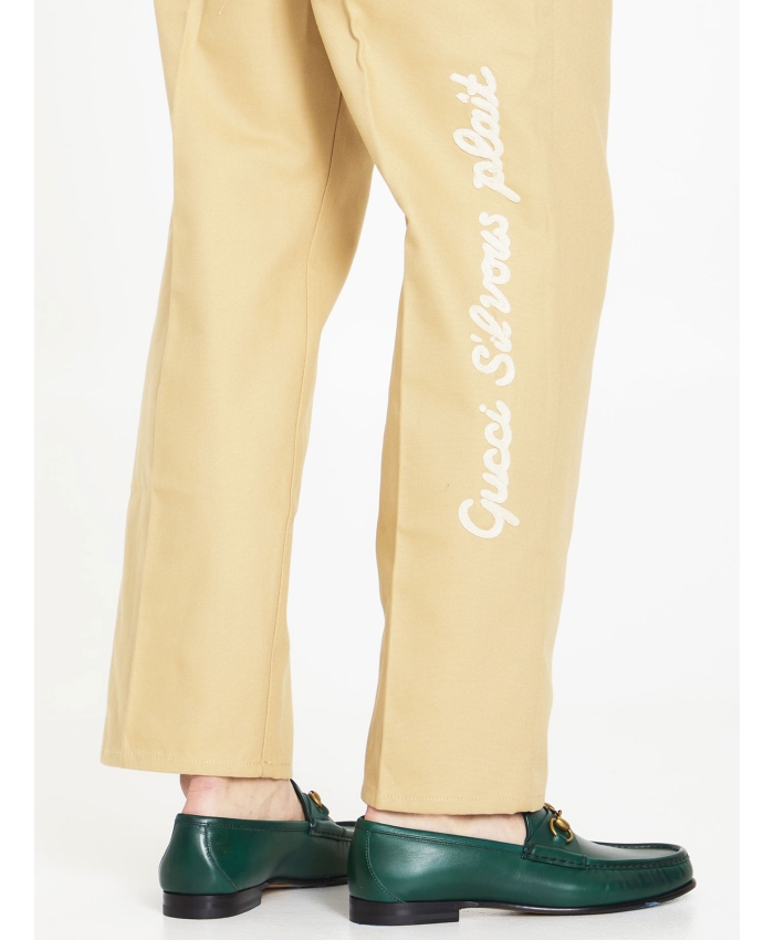 GUCCI - Pantaloni in cotone beige