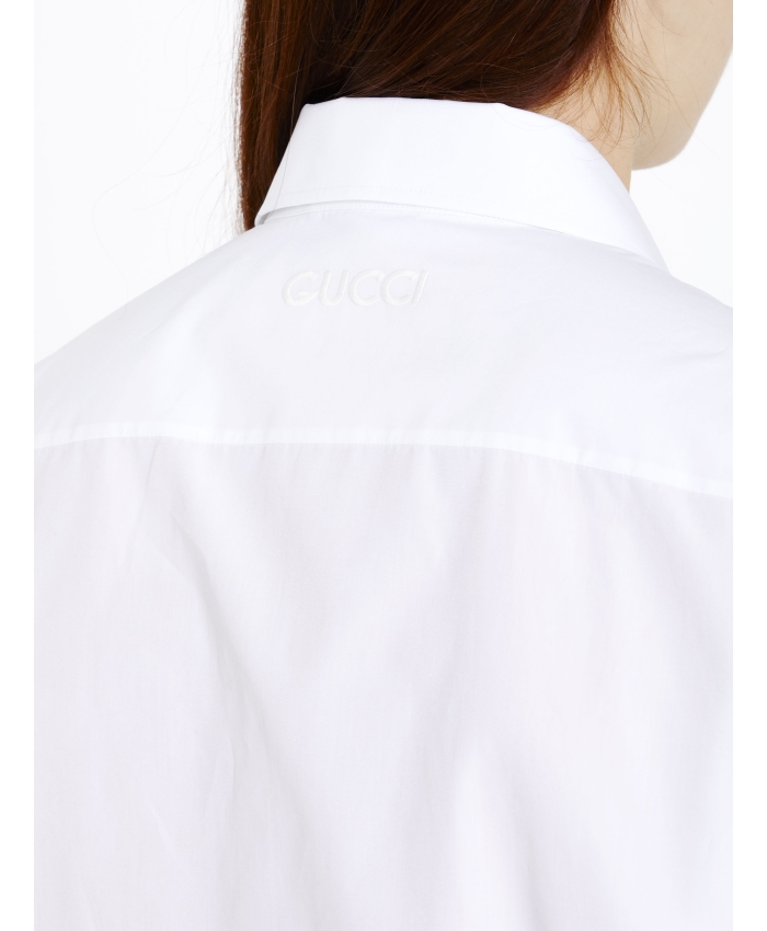 GUCCI - Cotton shirt with Gucci embroidery