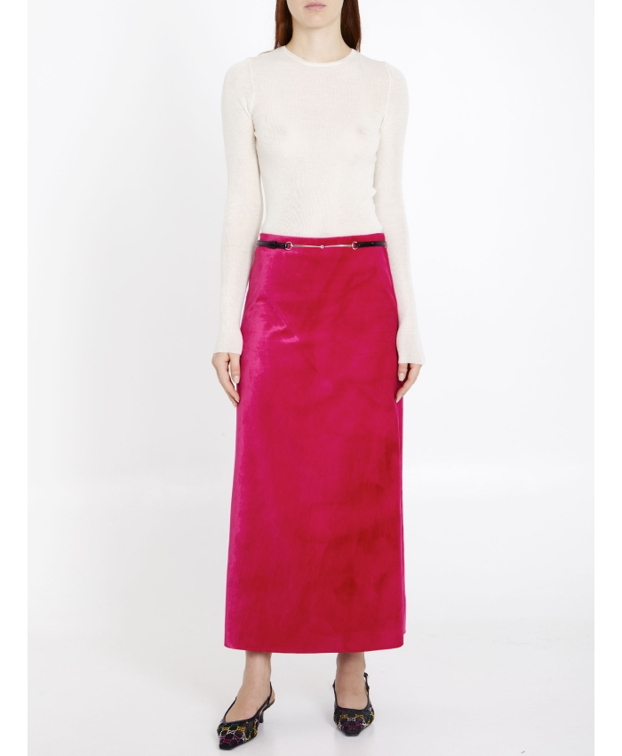 GUCCI - Velvet skirt with belt
