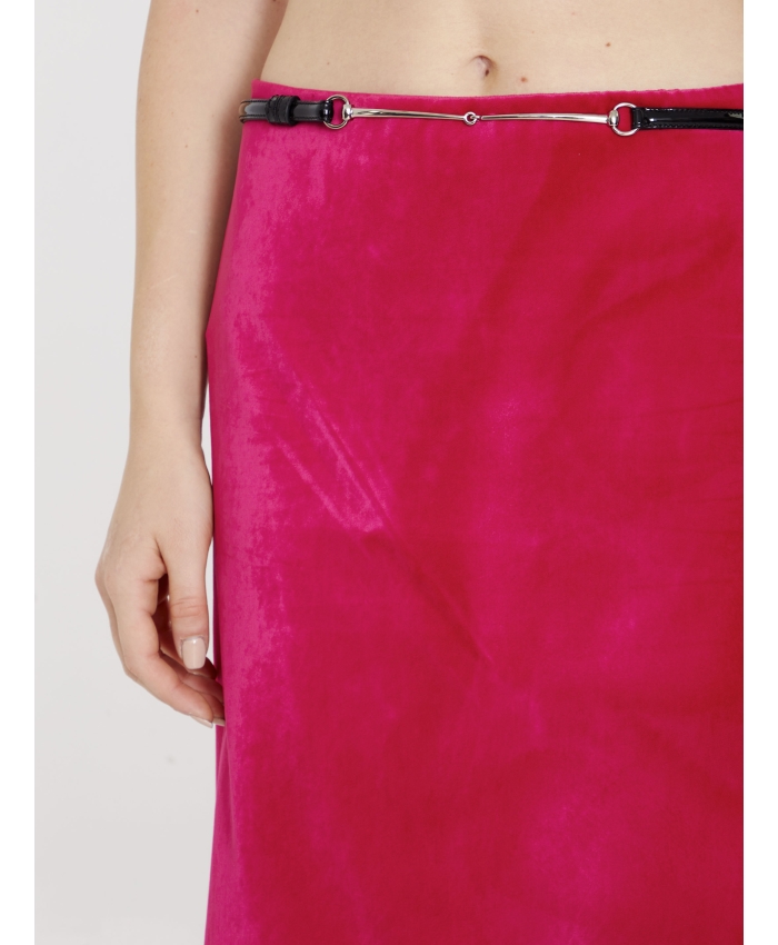 GUCCI - Velvet skirt with belt