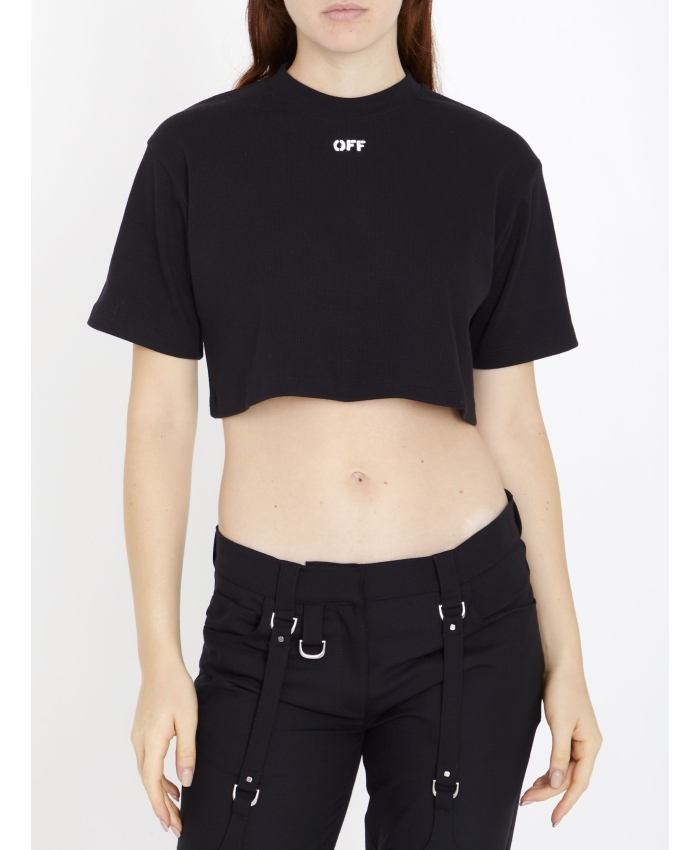 OFF WHITE - Crop t-shirt with Off logo